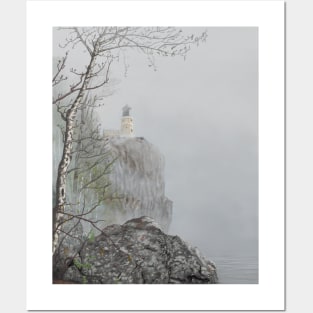 North Shore Lighthouse in the Fog Posters and Art